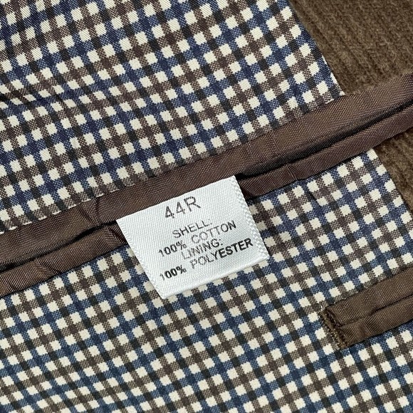 NWT Saddlebred Two Button Cotton Blazer Brown Corduroy Sport Coat Jacket 44R - Picture 7 of 9